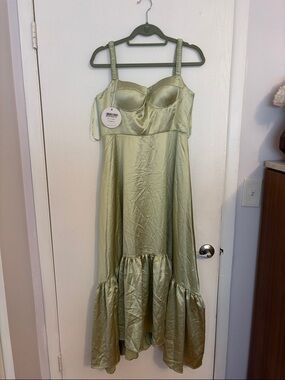 Selfie Leslie Pistachio Flounce Hem Midi Dress